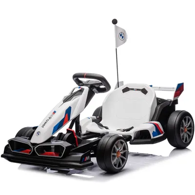 Kart electric cu functie Drift, BMW Motosport putere 500W, sasiu ajustabil, Alb
