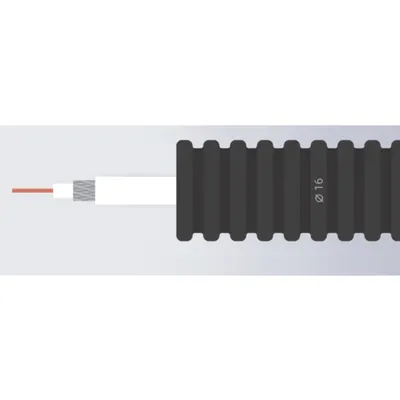 Tub flexibil precablat 16mm RG6/U 100m – cablu coaxial triplu ecranat