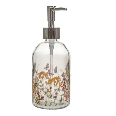 Dozator de săpun lichid din sticlă 390 ml Flowers – Dakls