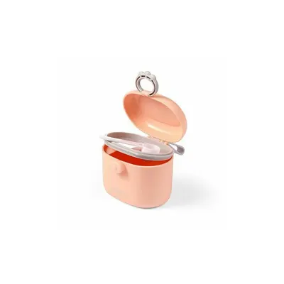 Recipient pentru lapte praf sau gustari, BabyOno, Cu lingurita pentru masura inclusa, Capacitate 240 ml, Inchidere etansa, Din silicon, Roz