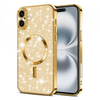 Husa MagSafe pentru Apple iPhone 16 Plus Techsuit Luxury Glitter (Auriu)