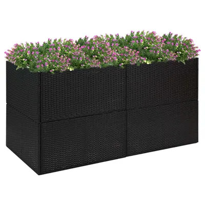 Gossi jardiniera de gradina, negru, 157x80x80 cm, poliratan