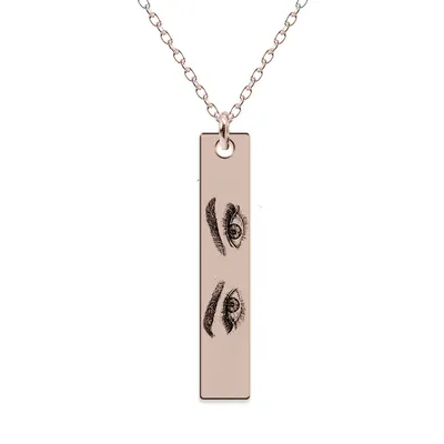 Eyes - Colier personalizat cu fotografia ochilor si tablita din argint 925 placat cu aur roz