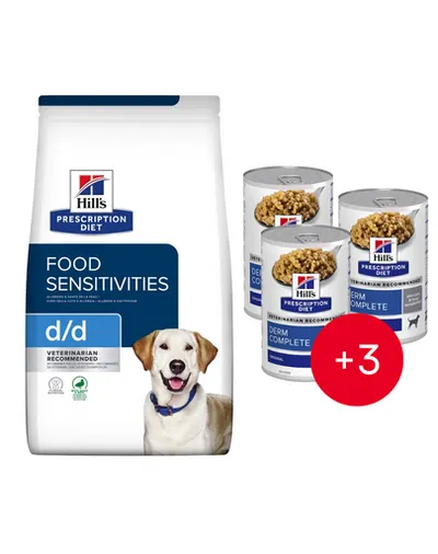 HILL'S Prescription Diet Canine d/d Food Sensitivites Duck & Rice 12 kg + 3 conserve GRATIS