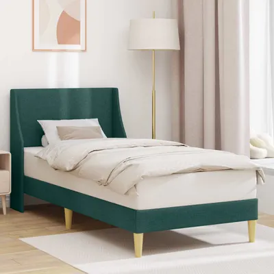 vidaXL Cadru de pat Simplu Verde închis 90 x 200 cm țesătură