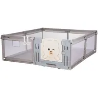 Tarc de joaca Chipolino Amico Beige 200x180 cm cu usa si 2 inele ajutatoare