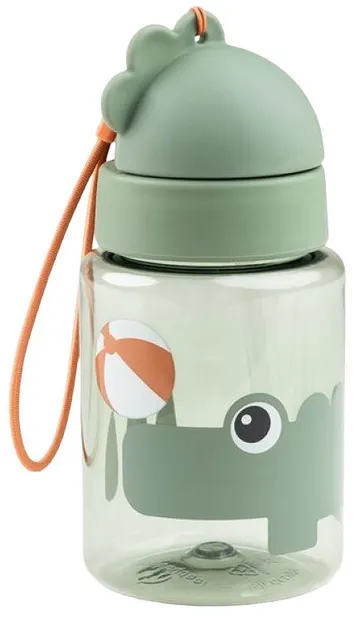 Sticlă cu pai Done by Deer - Playground, verde, 280 ml