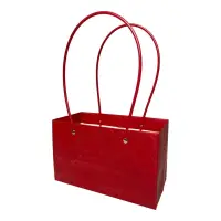 Sacoșe dreptunghiulare model romburi cu mâner - roșu (set 10 buc) - Default Title