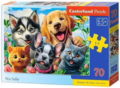 Puzzle Castorland din 70 piese - Selfie-uri cu animale de companie