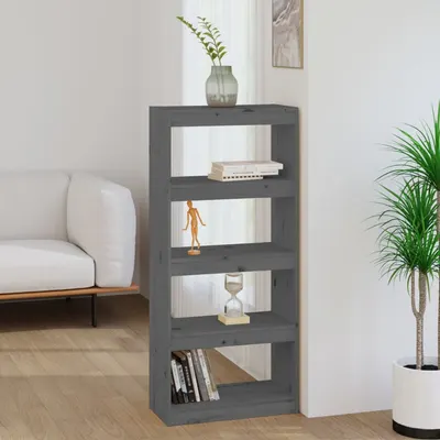 vidaXL Bibliotecă/Separator cameră gri, 60x30x135,5 cm, lemn masiv pin