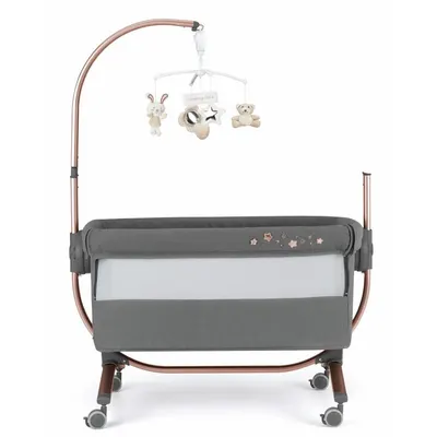 Patut Cullami Gri Copie co-sleeper 2 in 1 cu laterala culisanta, inaltime reglabila, 2 roti cu frana, standard European EN1130, EN16890