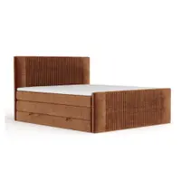 Pat boxspring portocaliu cu spațiu de depozitare 140x200 cm Bergamo – Maison de Rêve