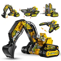 Set 4 in 1 Excavator Constructii Electric cu Telecomanda, Tanc, Galben - Default Title