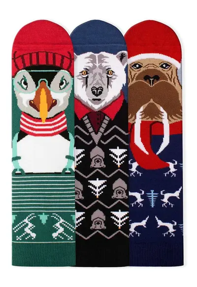 Cutie cu 3 perechi de sosete din bambus Craciunul Polar