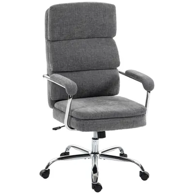 HOMCOM Scaun home office, scaun de birou reglabil pe înălțime, rotativ 360° pentru biroul de acasă, Gri | Aosom Romania