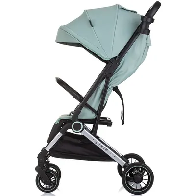 Carucior pentru copii Chipolino Pixie basil cu spatar reglabil, suspensii, sistem tip troller, suport reglabil pentru piciore