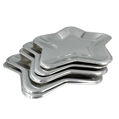 Set 6 Farfurii Stea Argintiu, 23 cm – Accesorii Festive pentru Petreceri Strălucitoare