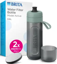 Sticlă de apă filtrantă BRITA - Active, 0.6 l, verde închis, cu 2 discuri