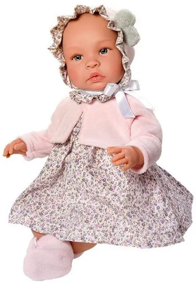 Papusa bebelus Asi - Leia, cu rochi cu flori, 46 cm