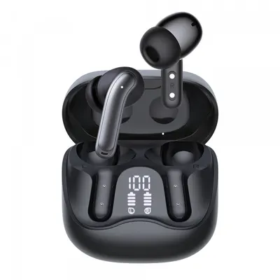 Handsfree Bluetooth Techsuit CW5 EchoFit Pro, TWS, ANC, MultiPoint, Negru
