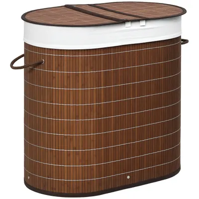 HOMCOM Coș de rufe Wäschesammler, capacitate de 100L, capac detașabil, 38 cm x 38 cm x 57 cm, Maro | Aosom Romania