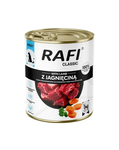 RAFI Classic cu miel 800 g hrană umedă pentru câini adulți