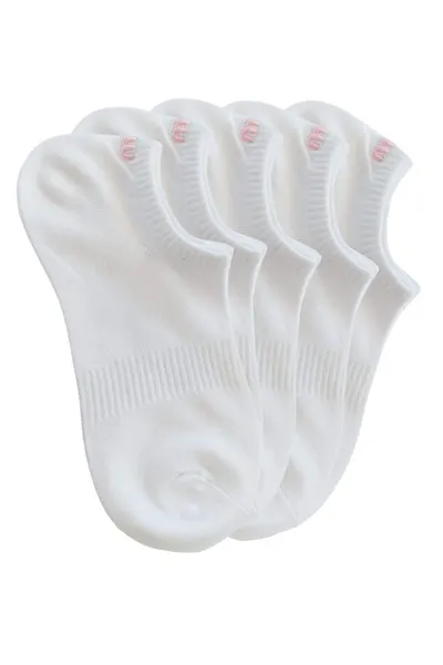Sosete scurte dama albe cu detaliu brodat – set 5 perechi (Marime sosete: 38/41)