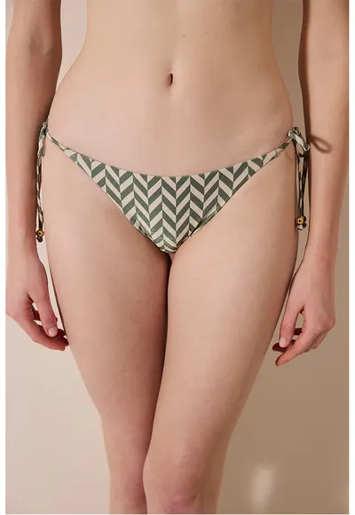 Slip cu model herringbone - Verde inchis/Bej