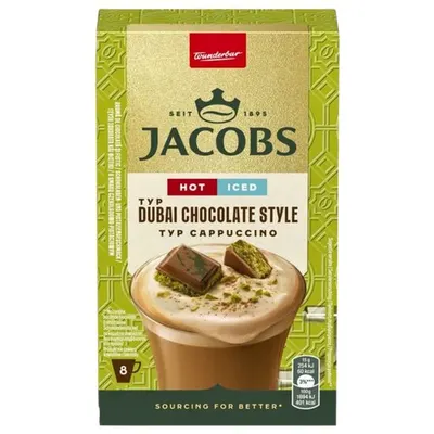 Jacobs Cappuccino Dubai Chocolate Style – 8 plicuri, 15g Engros