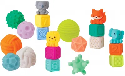 Set de jucării senzoriale moi pentru bebeluși Stackables - 20 piese