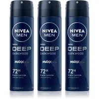 NIVEA MEN Deep Black Carbon Darkwood spray anti-perspirant ambalaj economic pentru bărbați 3 x 150 ml