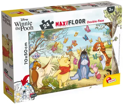 Puzzle cu două fete Lisciani de colorat din 24 piese - Ursuleţul Winnie Puh
