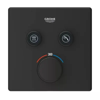 Unitate comanda Grohe SmartControl Cube 102166KF00, aparenta, termostat, 2 iesiri, necesita valva,Negru mat