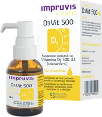 Suspensie uleioasa cu picurator Vitamina D3 D3Vit 500 U.I., 20ml, Pharma Brands