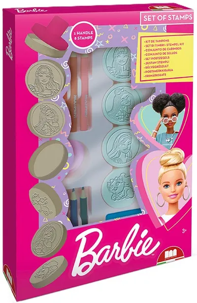 Set de ștampile Multiprint Barbie - 8 buc., cu mâner