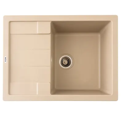 FCB-6449AS/1T, Chiuveta de bucatarie din granit cu o cuva si scurgator, seria ANILA, Sahara, 645x495x200 mm, FLOW