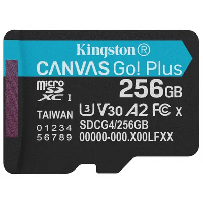 Card Memorie microSDXC Kingston Canvas Go Plus Android A2, 256Gb, Clasa 10 / UHS-1 U3 SDCG4/256GBSP