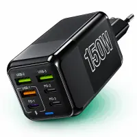 Incarcator Retea Timebox, 6 Porturi, 150W, 3 x USB, 3 x Type-C, LED, Negru - Default Title