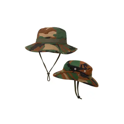 Palarie de pescar, circumferinta cap 60 cm, snur de reglare, 2 stiluri, camuflaj