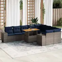 Gossi set mobilier de gradina cu perne, 10 piese, gri, poliratan