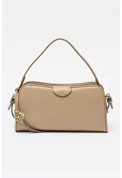 Geanta crossbody de piele ecologica cu bareta ajustabila - Maro taupe