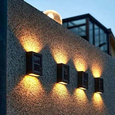 Set 4 x lampa solara 4 LED lumina bidirectionala