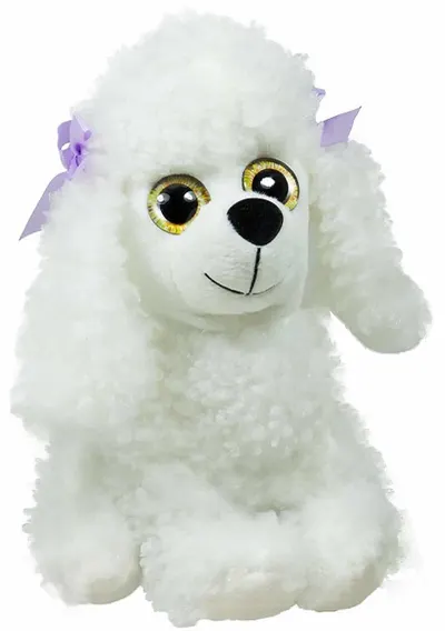 Jucărie de pluș Amek Toys - Poodle cu ochi mari, alb, 26 cm