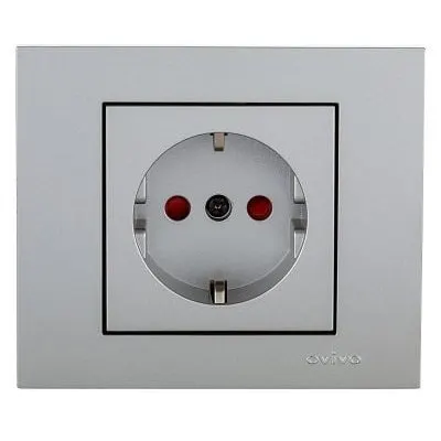 Priza Schuko Ovivo Grano Metalic OV00127, 16A, argintiu