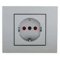 Priza Schuko Ovivo Grano Metalic OV00127, 16A, argintiu