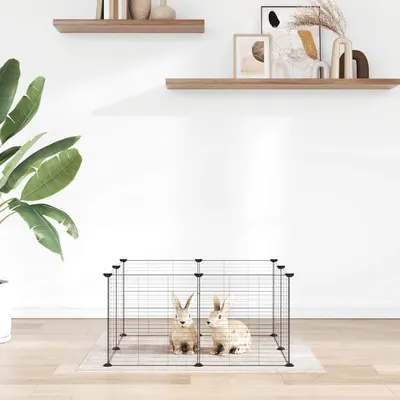 vidaXL Cușcă pentru animale de companie cu 8 panouri, neagră, 70x70x35 cm, oțel