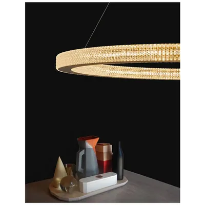 Lampa suspendata FIORE Antique Auriu Brass Aluminiu & Acrylic LED 80 Wat 230 Volt 4452Lm 3000K IP20