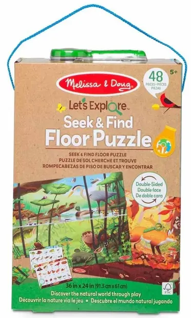 Puzzle cu două fețe 2 în 1 Melissa & Doug - Căutați și găsiți, 48 piese