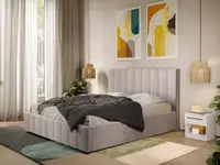 Pat Tapitat cu somiera fixa - Stofa Bej - Dallas 180x200