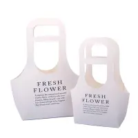 Sacoșe din hârtie Fresh Flower - alb (set 10 buc) - Medii - 22x10x40cm
